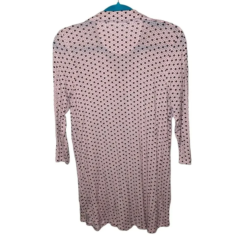 Betsey Johnson Heart Print Pajama Sleep Dress Lounge Shirt Small